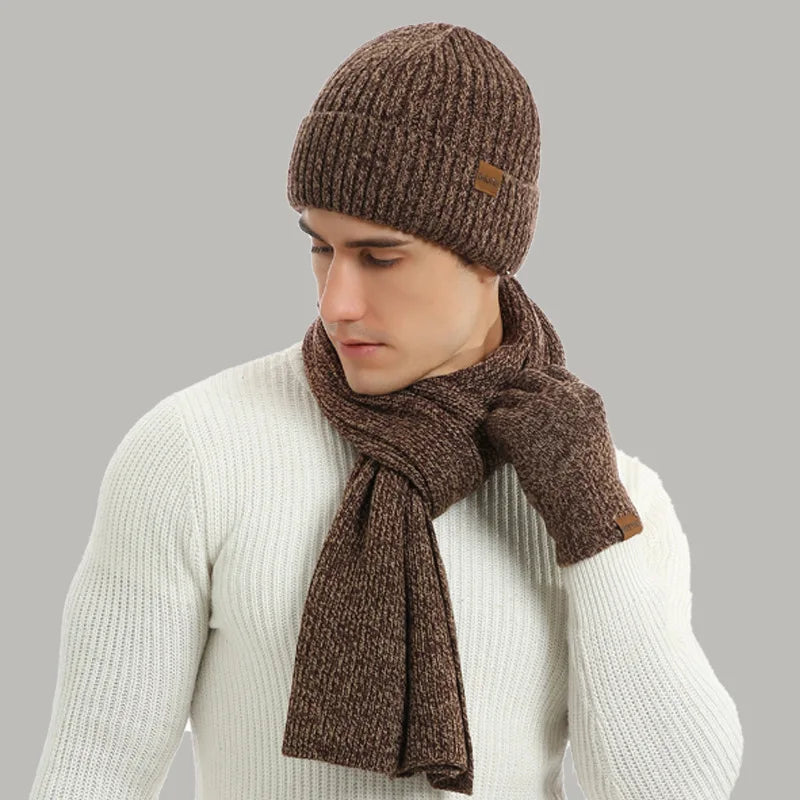 Men's hat, scarf and glove set