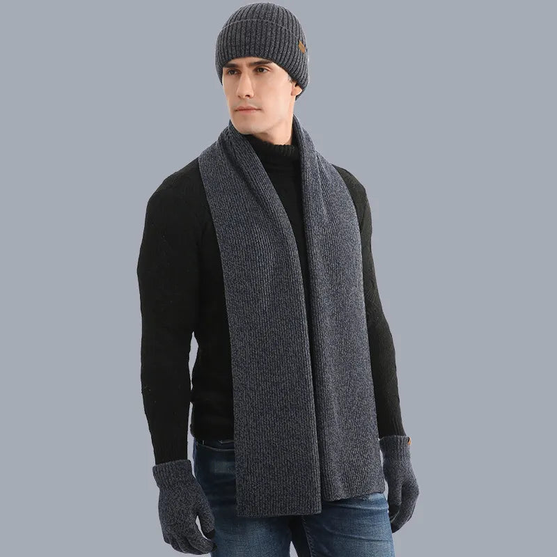 Men's hat, scarf and glove set