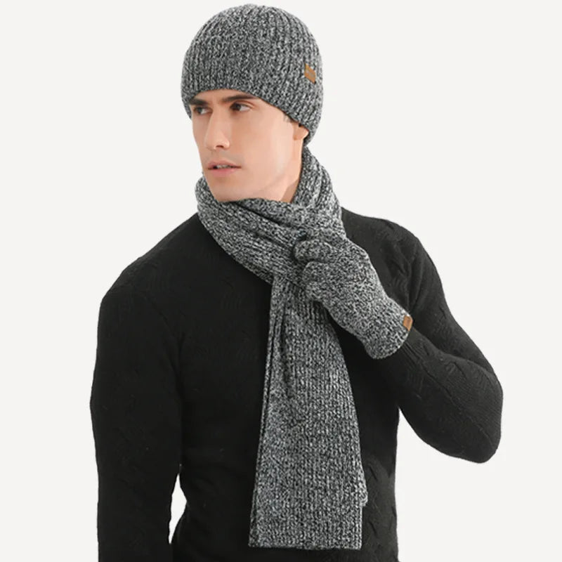 Men's hat, scarf and glove set