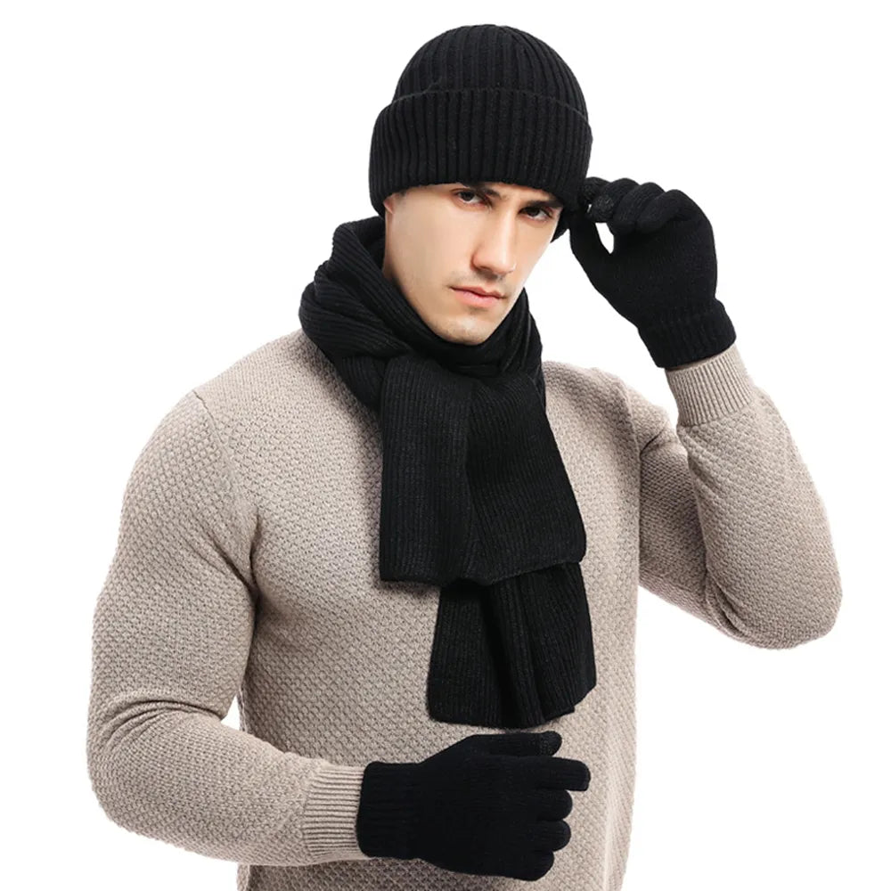 Men's hat, scarf and glove set